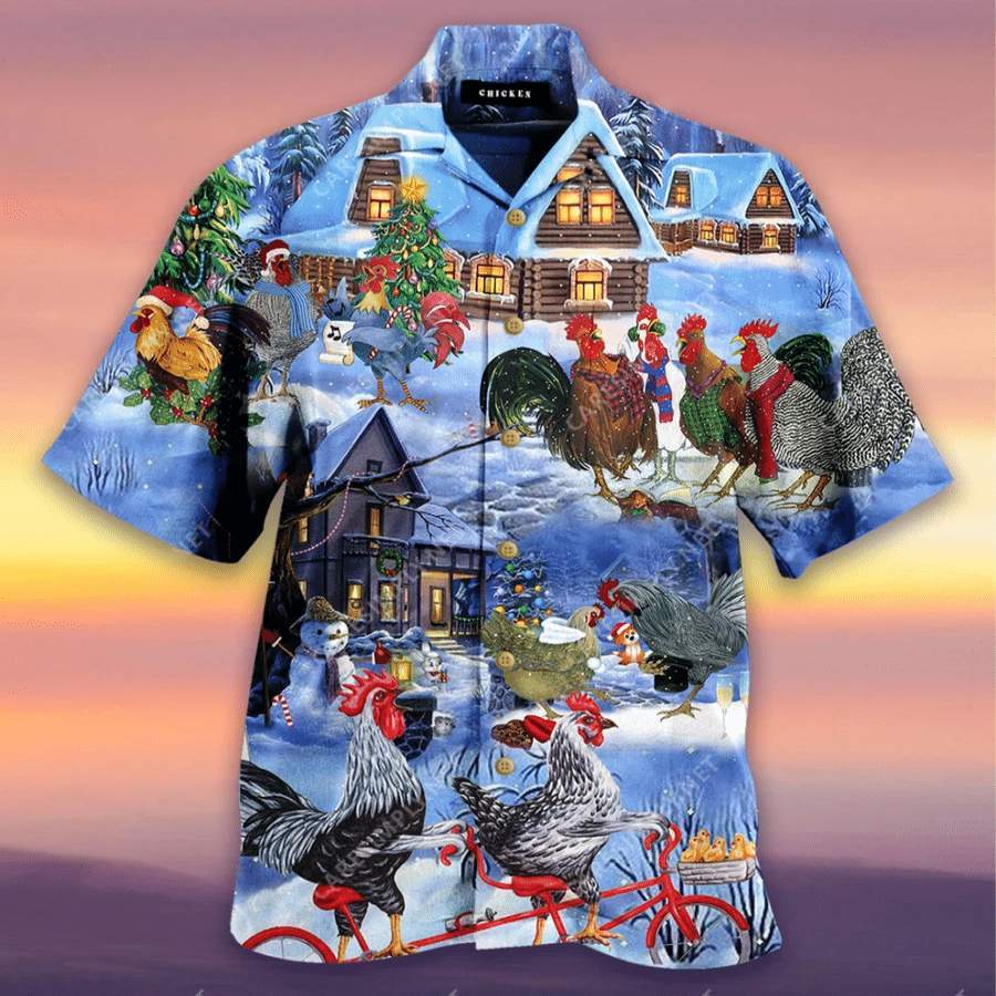 Hawaiian Aloha Shirts Chickens On Christmas