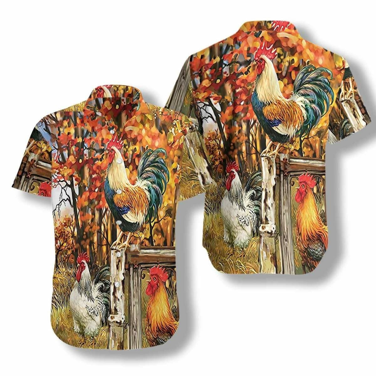 Hawaiian Aloha Shirts Chicken Family Farm