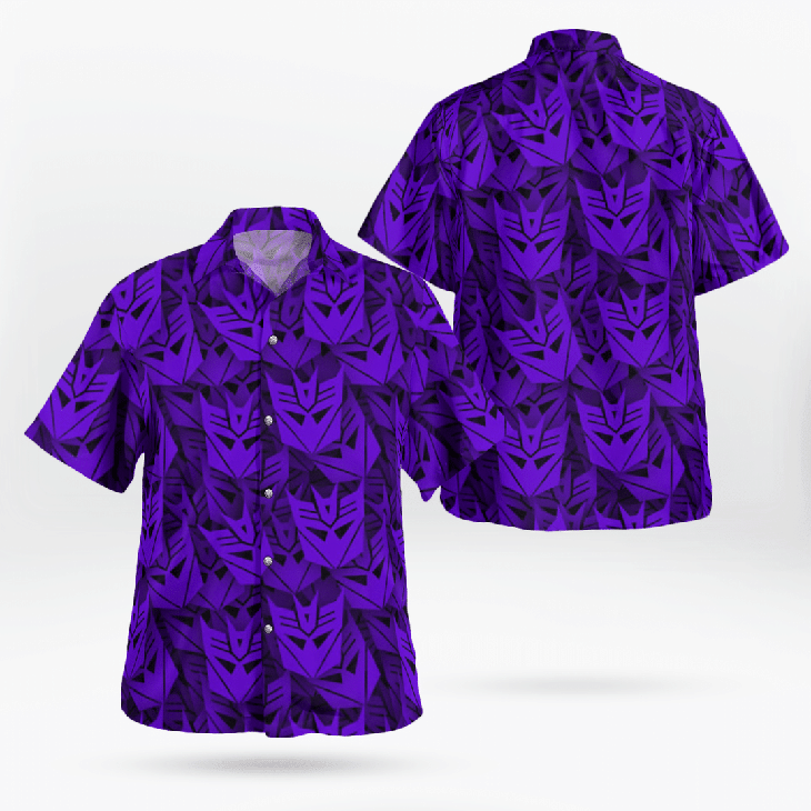 Decepticon Transformer Hawaiian Graphic Print Short Sleeve 