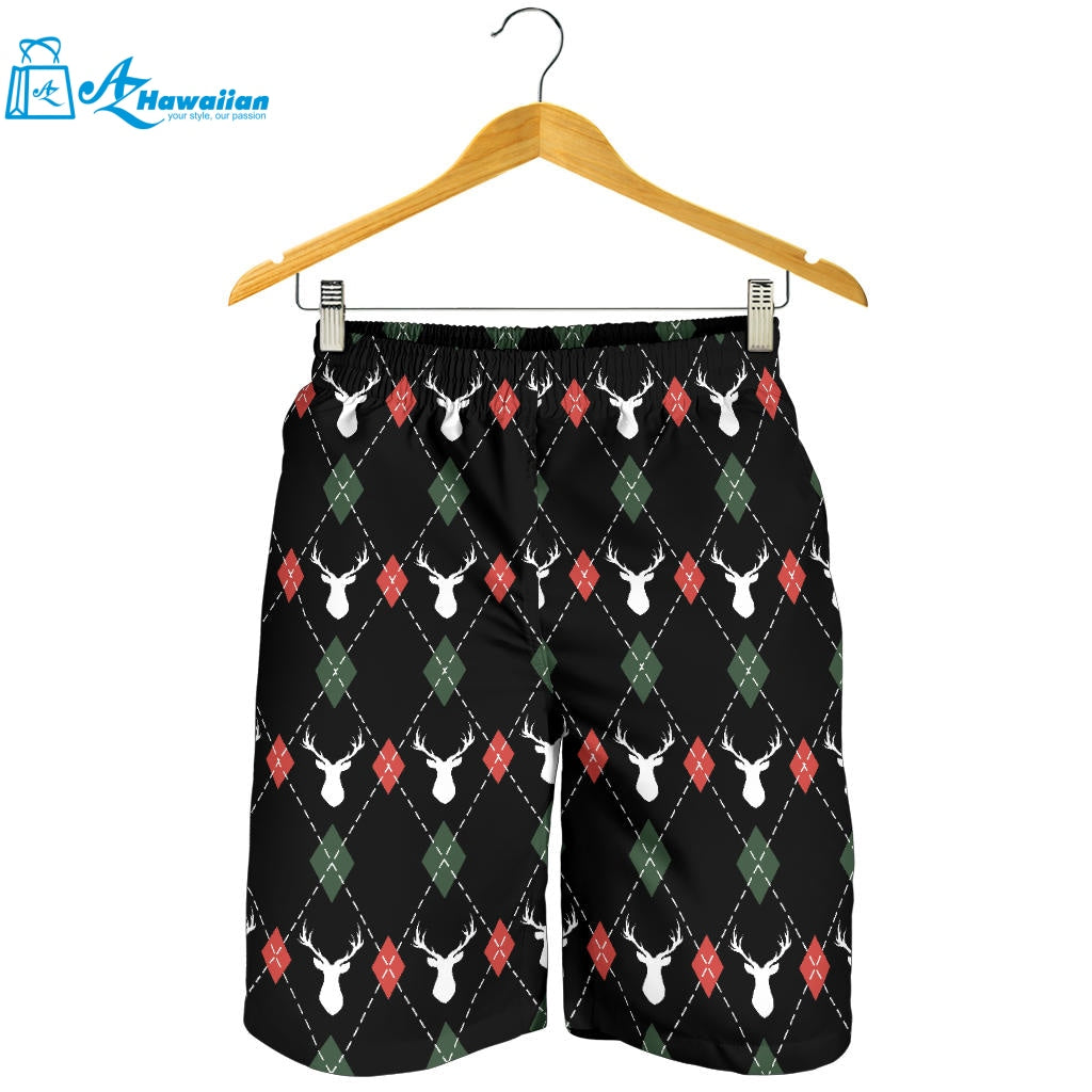 Deer Christmas New Year Pattern Argyle Men Shorts