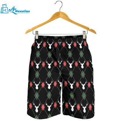 Deer Christmas New Year Pattern Argyle Men Shorts