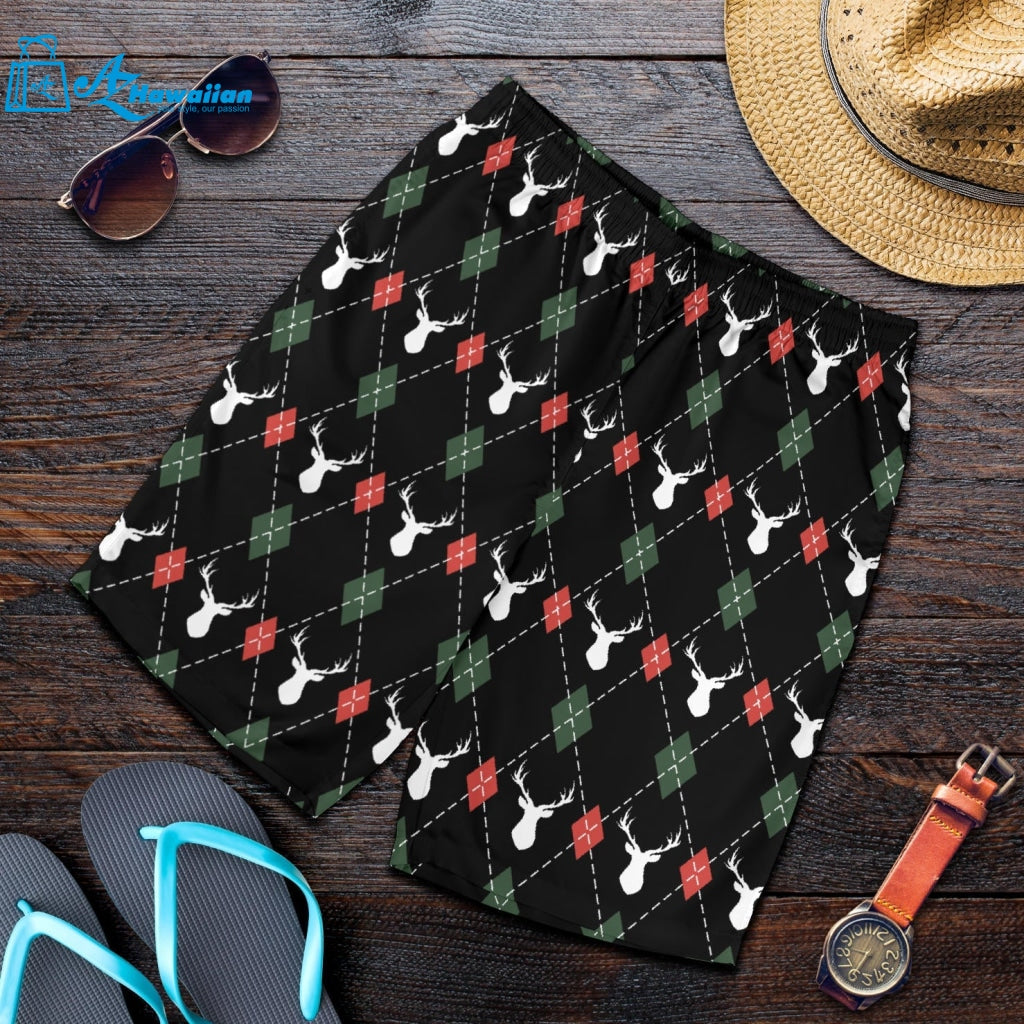 Deer Christmas New Year Pattern Argyle Men Shorts