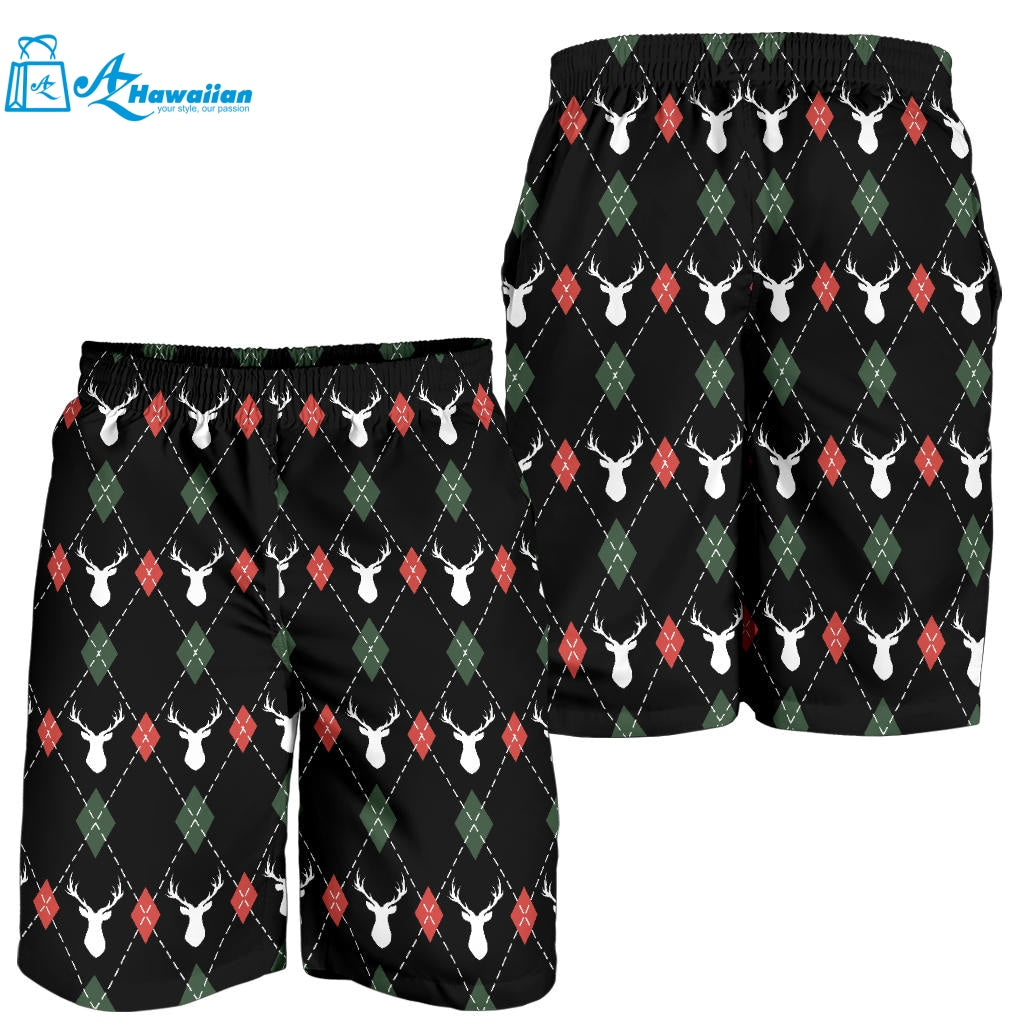 Deer Christmas New Year Pattern Argyle Men Shorts