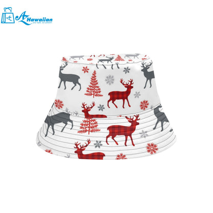 Deer tree snowflakes chrismas pattern Unisex Bucket Hat