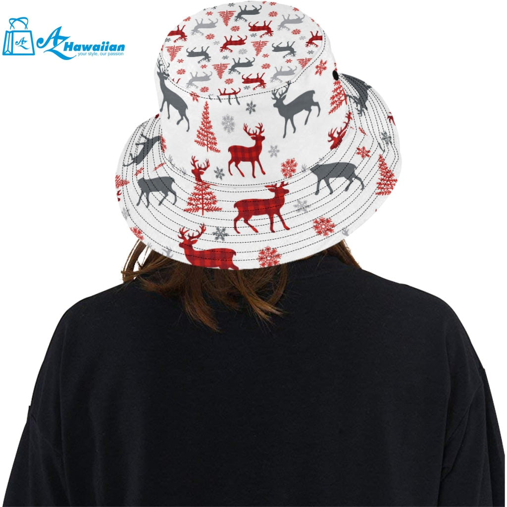 Deer tree snowflakes chrismas pattern Unisex Bucket Hat