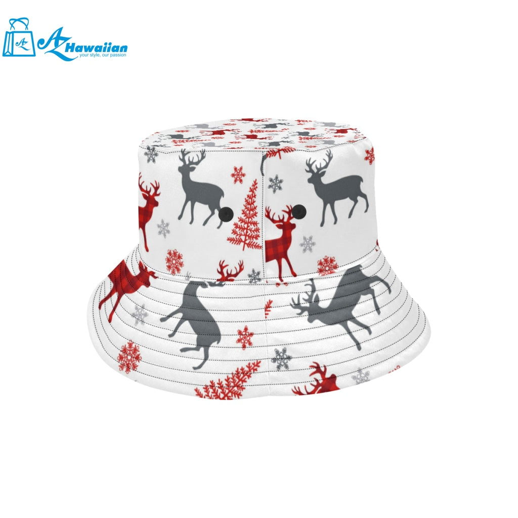 Deer tree snowflakes chrismas pattern Unisex Bucket Hat