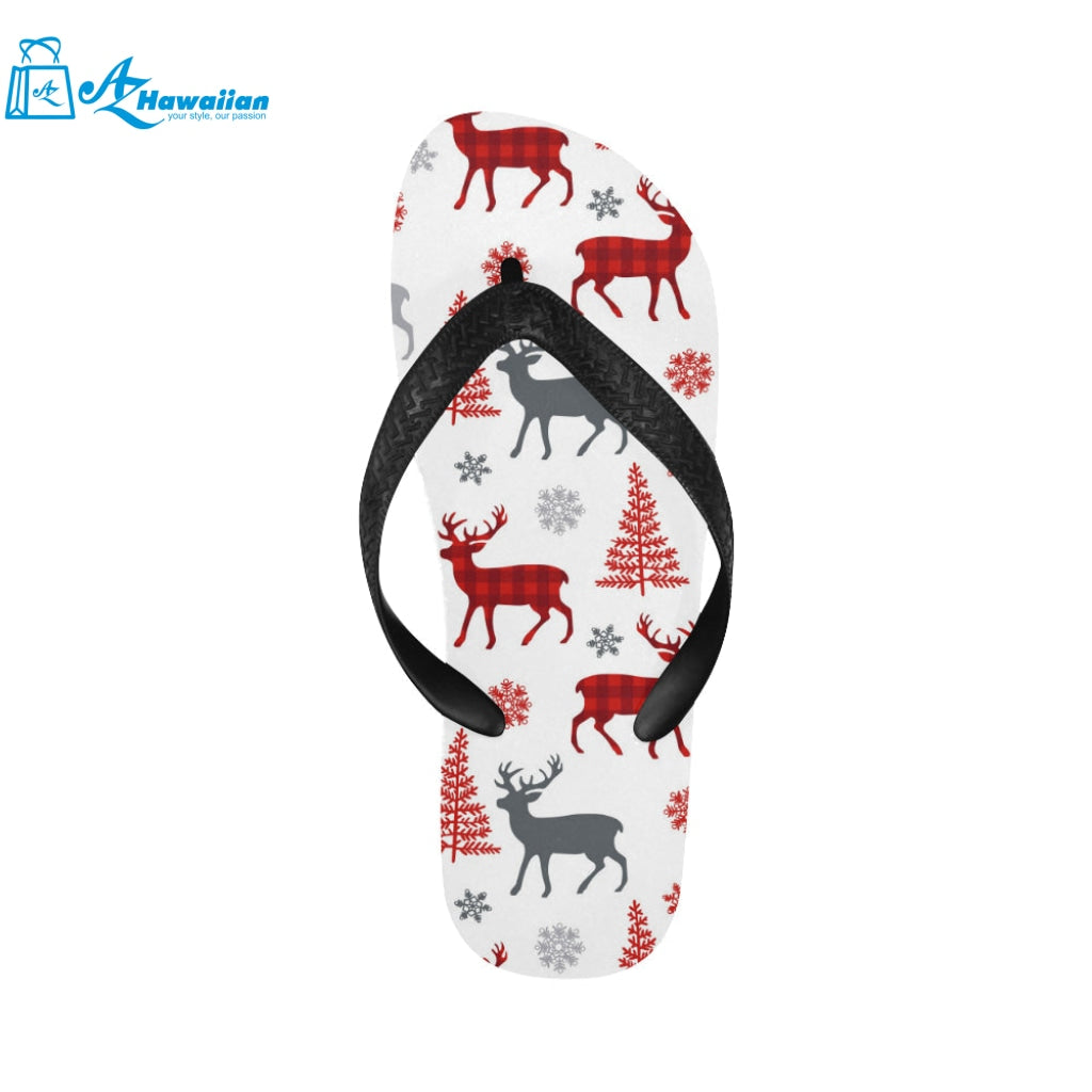 Deer tree snowflakes chrismas pattern Unisex Flip Flops