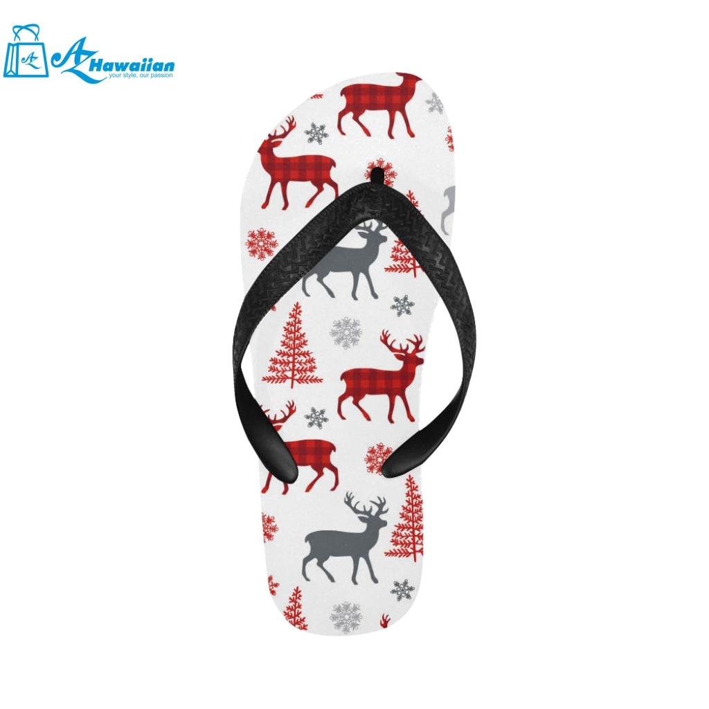 Deer tree snowflakes chrismas pattern Unisex Flip Flops