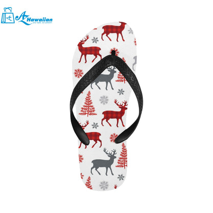 Deer tree snowflakes chrismas pattern Unisex Flip Flops