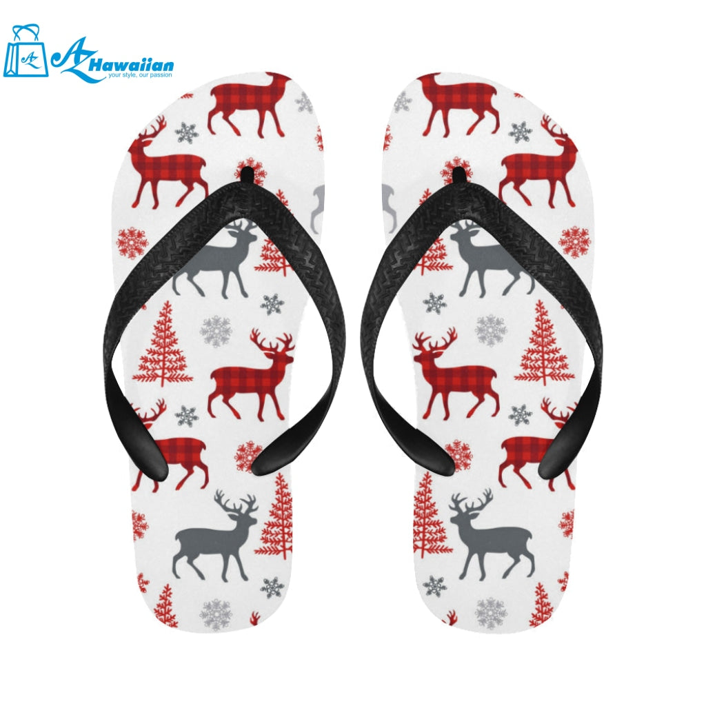 Deer tree snowflakes chrismas pattern Unisex Flip Flops