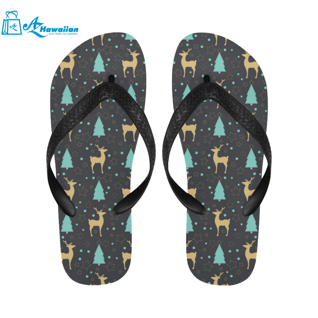 Deers star tree pattern Unisex Flip Flops