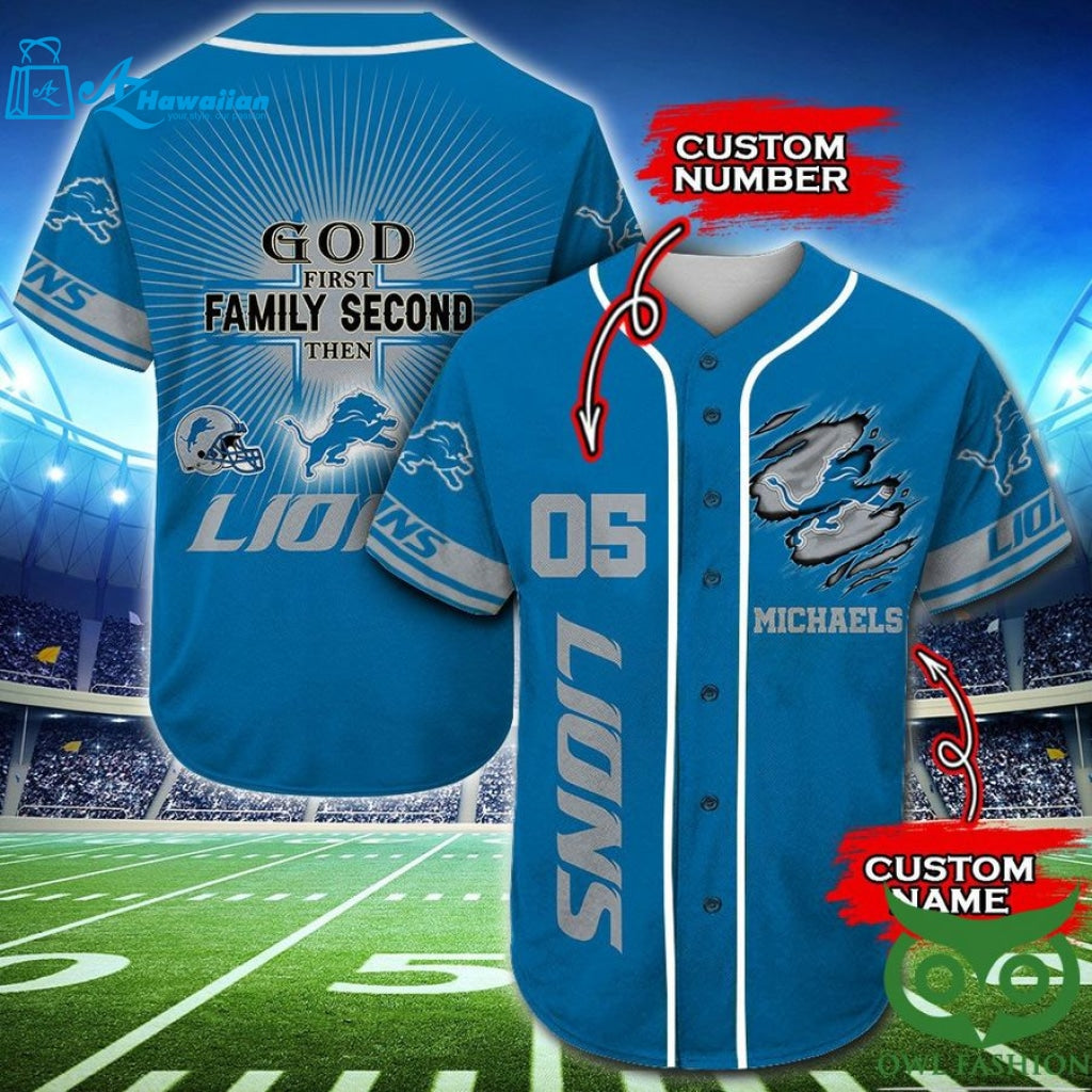 Detroit Lions Baseball Jersey Personalized Gift, Custom Name Number