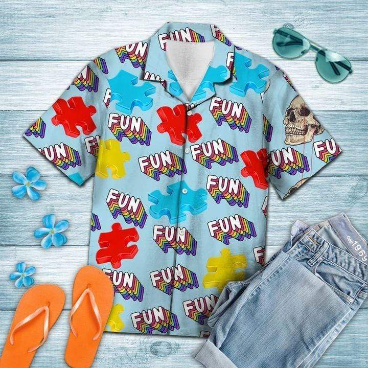 Autism Puzzles Fun Summer Hawaiian Aloha Shirts #DH