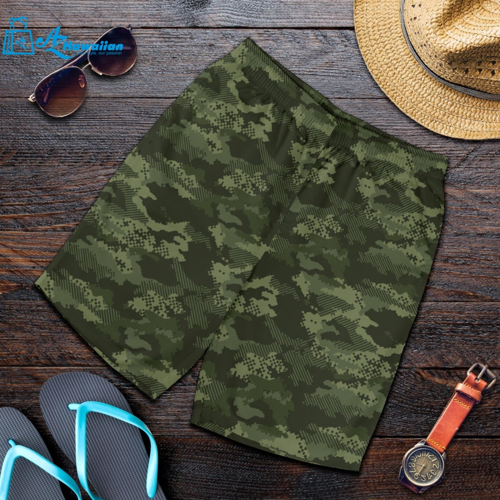 Digital Green Camo Camouflage Pattern Men Shorts