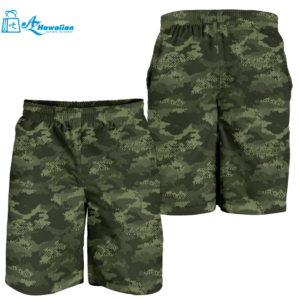 Digital Green Camo Camouflage Pattern Men Shorts