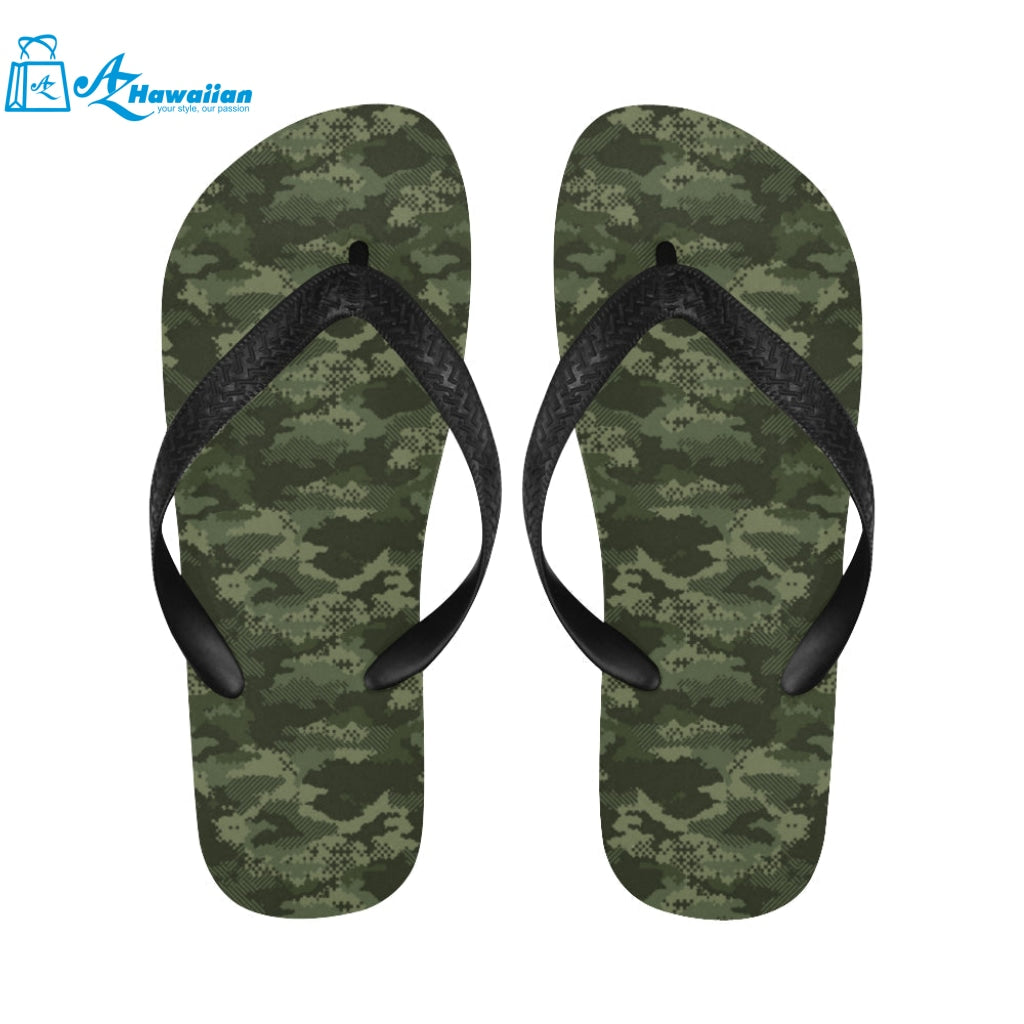 Digital Green camouflage pattern Unisex Flip Flops