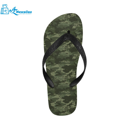 Digital Green camouflage pattern Unisex Flip Flops