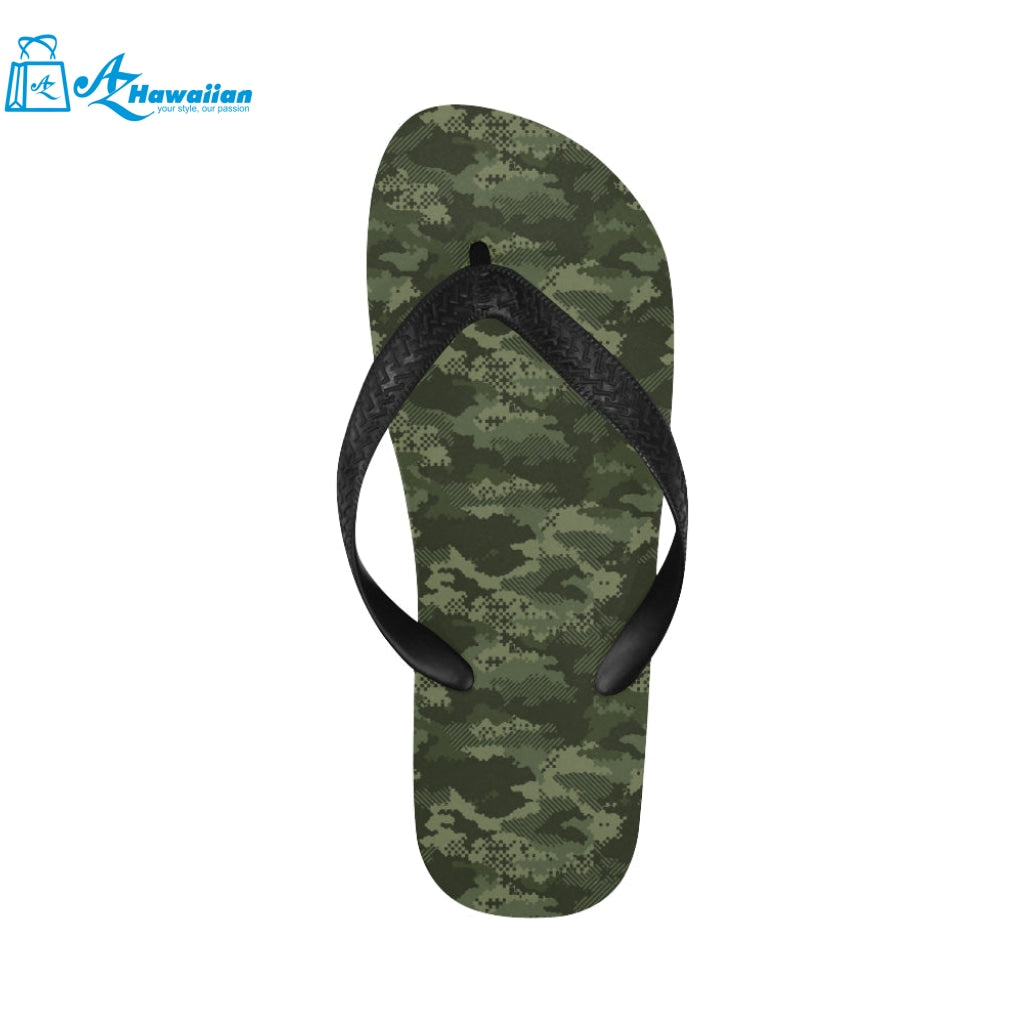 Digital Green camouflage pattern Unisex Flip Flops