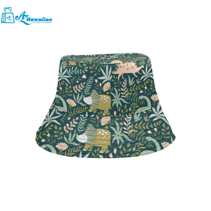 dinosaurs tropical leaves flower pattern Unisex Bucket Hat