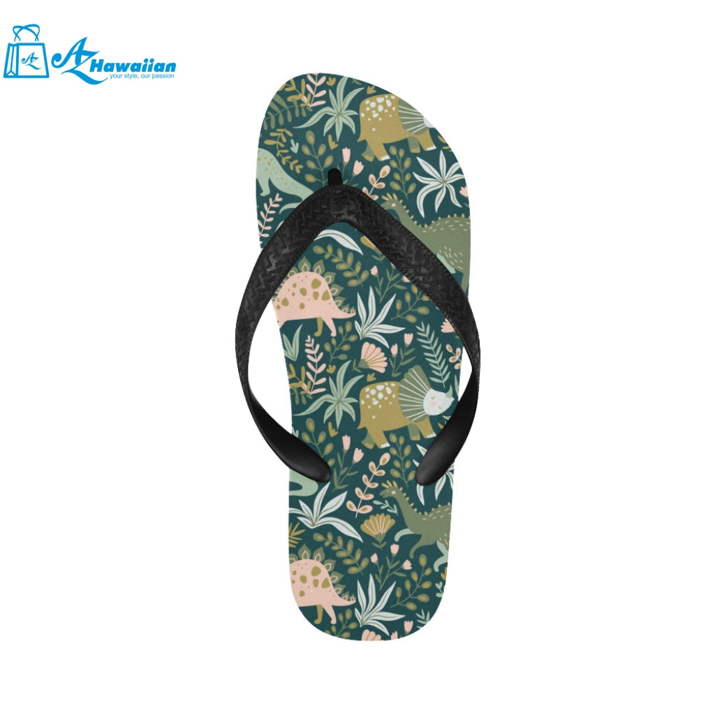 dinosaurs tropical leaves flower pattern Unisex Flip Flops