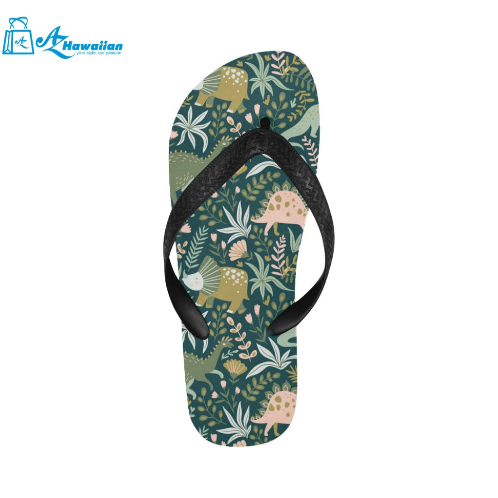 dinosaurs tropical leaves flower pattern Unisex Flip Flops