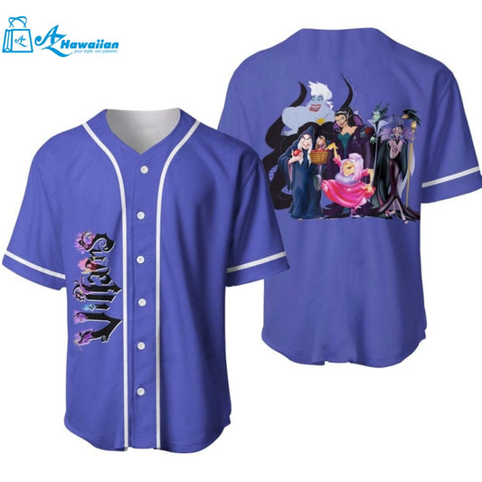 Disney Evil Villains All Over Print Baseball Jersey - Lavender Purple