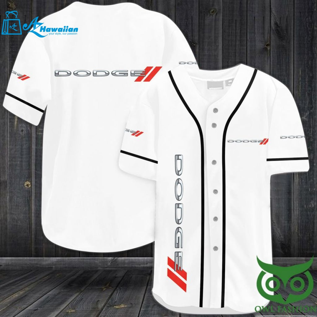 DODGE Black and White and Red Baseball Jersey Shirt