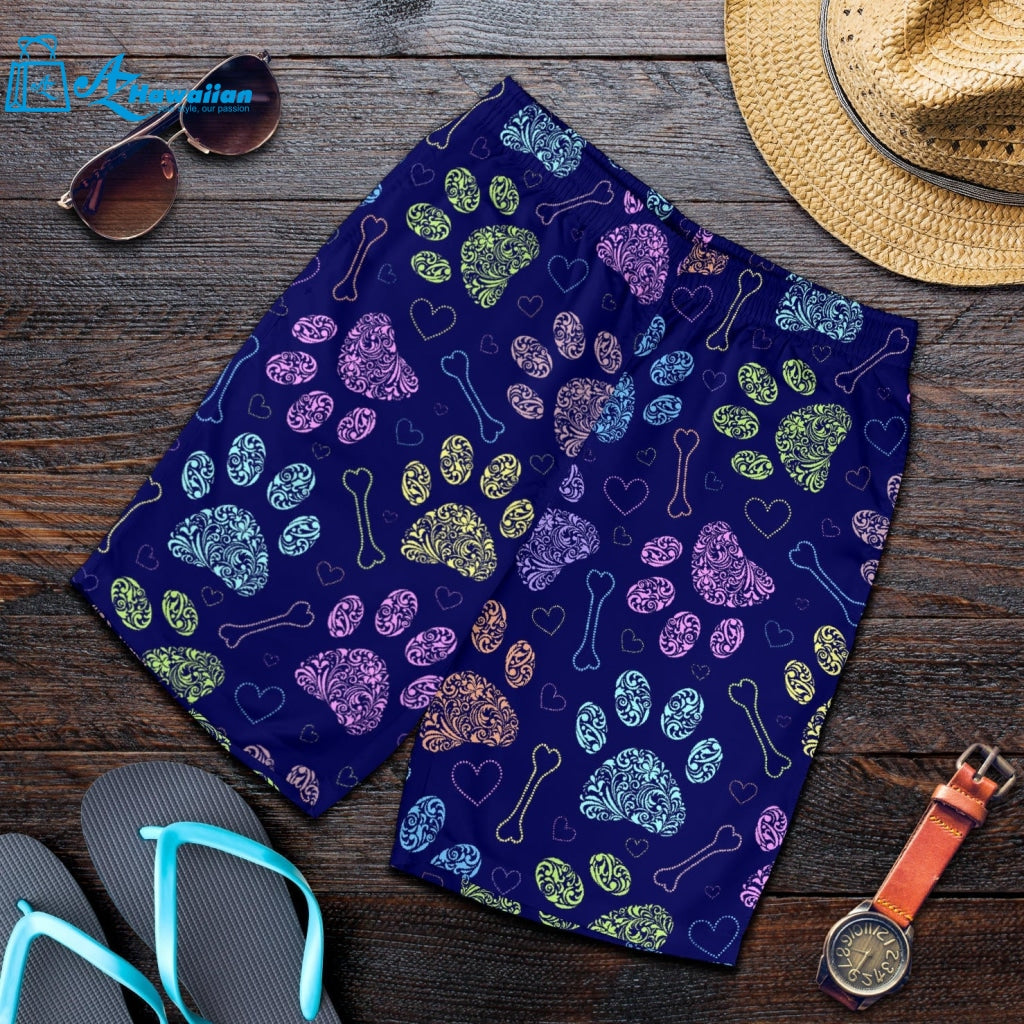 Dog Paws Pattern Print Design 02 Men Shorts