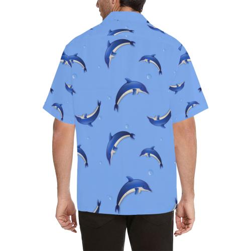 Dolphin Blue Print Hawaiian Shirt