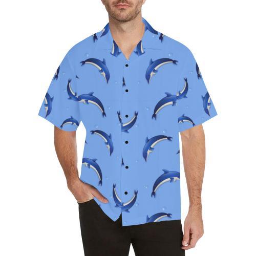 Dolphin Blue Print Hawaiian Shirt