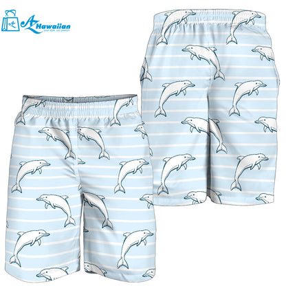 Dolphin Blue Striped Background Men Shorts