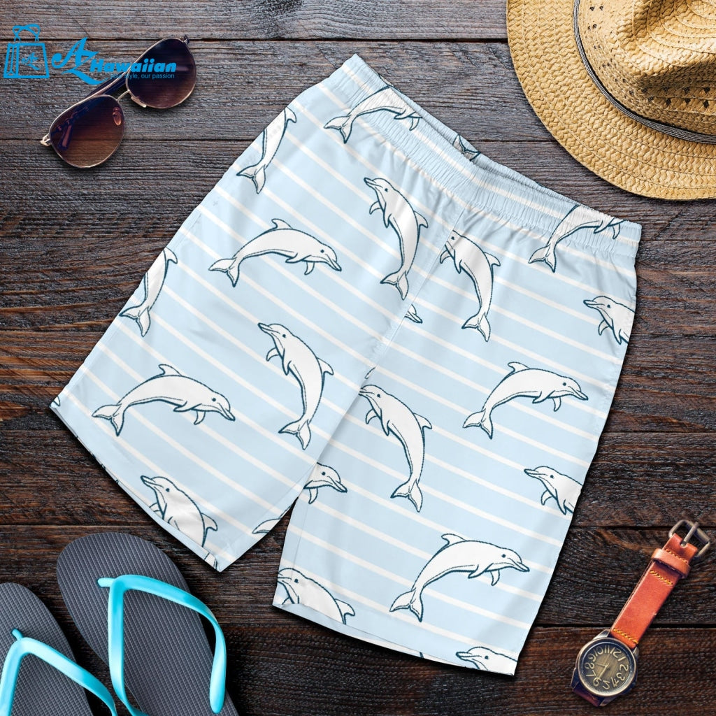 Dolphin Blue Striped Background Men Shorts