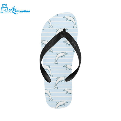 Dolphin blue striped background Unisex Flip Flops