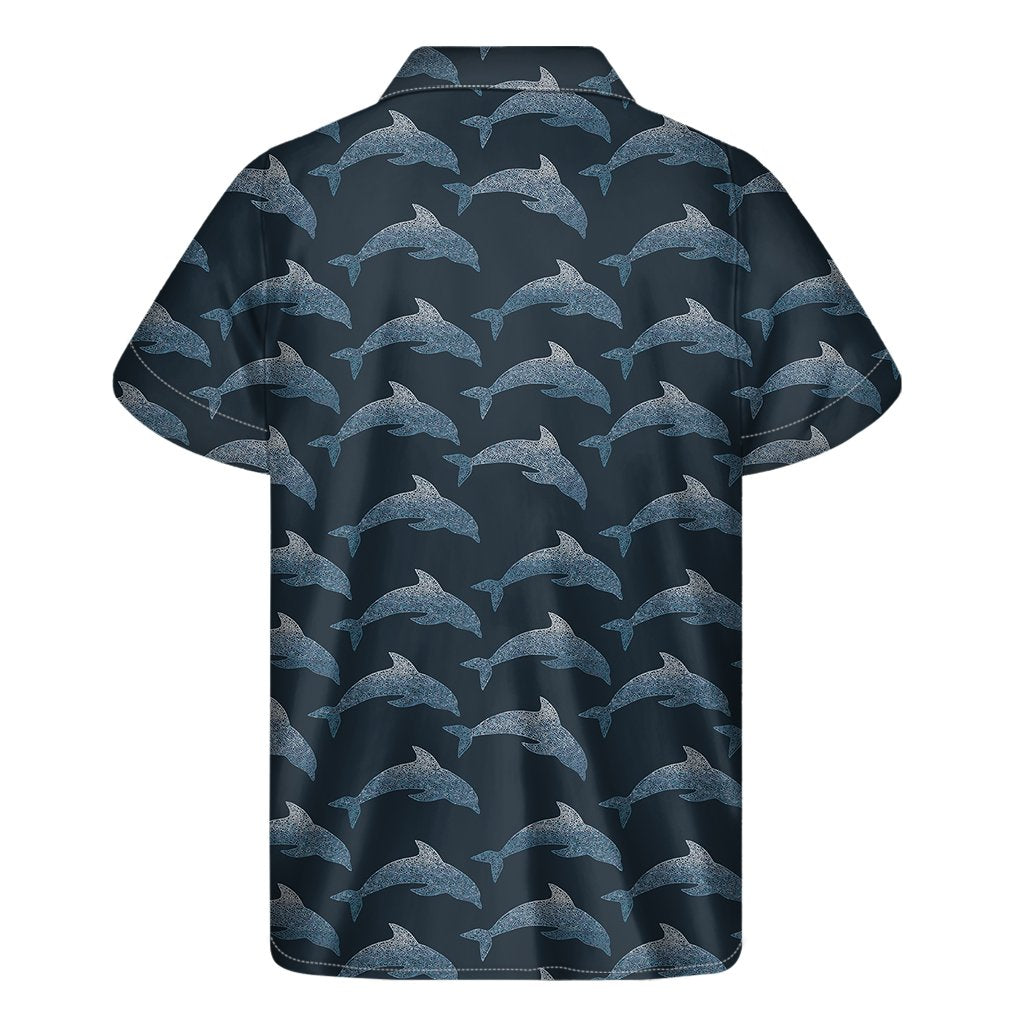 Dolphin Dot Pattern Print Mens Short Sleeve Shirt Hawaiian