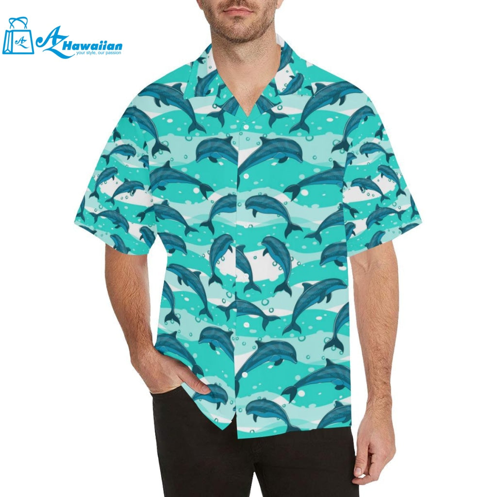 Dolphin Sea Pattern Mens All Over Print Hawaiian Shirt