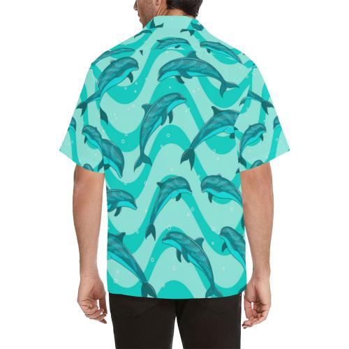 Dolphin Wave Print Hawaiian Shirt