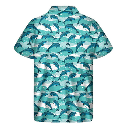 Dolphins In The Ocean Pattern Print Mens Short Sleeve Shirt Hawaiian