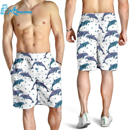 Dolphins Pattern Dotted Background Men Shorts