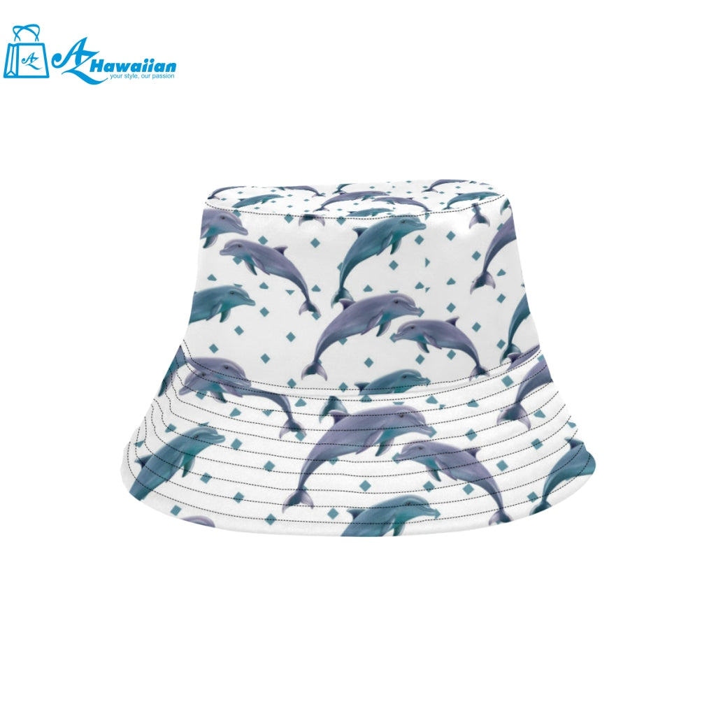 Dolphins pattern dotted background Unisex Bucket Hat