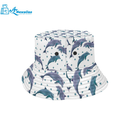 Dolphins pattern dotted background Unisex Bucket Hat