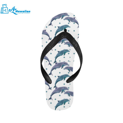 Dolphins pattern dotted background Unisex Flip Flops