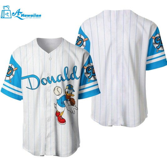 Donald Duck All Over Print Pinstripe Baseball Jersey 