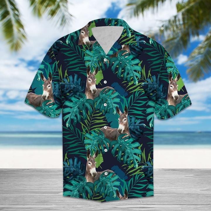 Donkey Funny Hawaiian Graphic Print Short Sleeve 