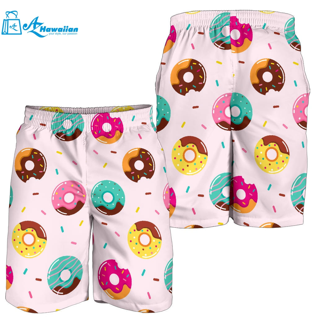 Donut Pattern Glaze Pink Background Men Shorts