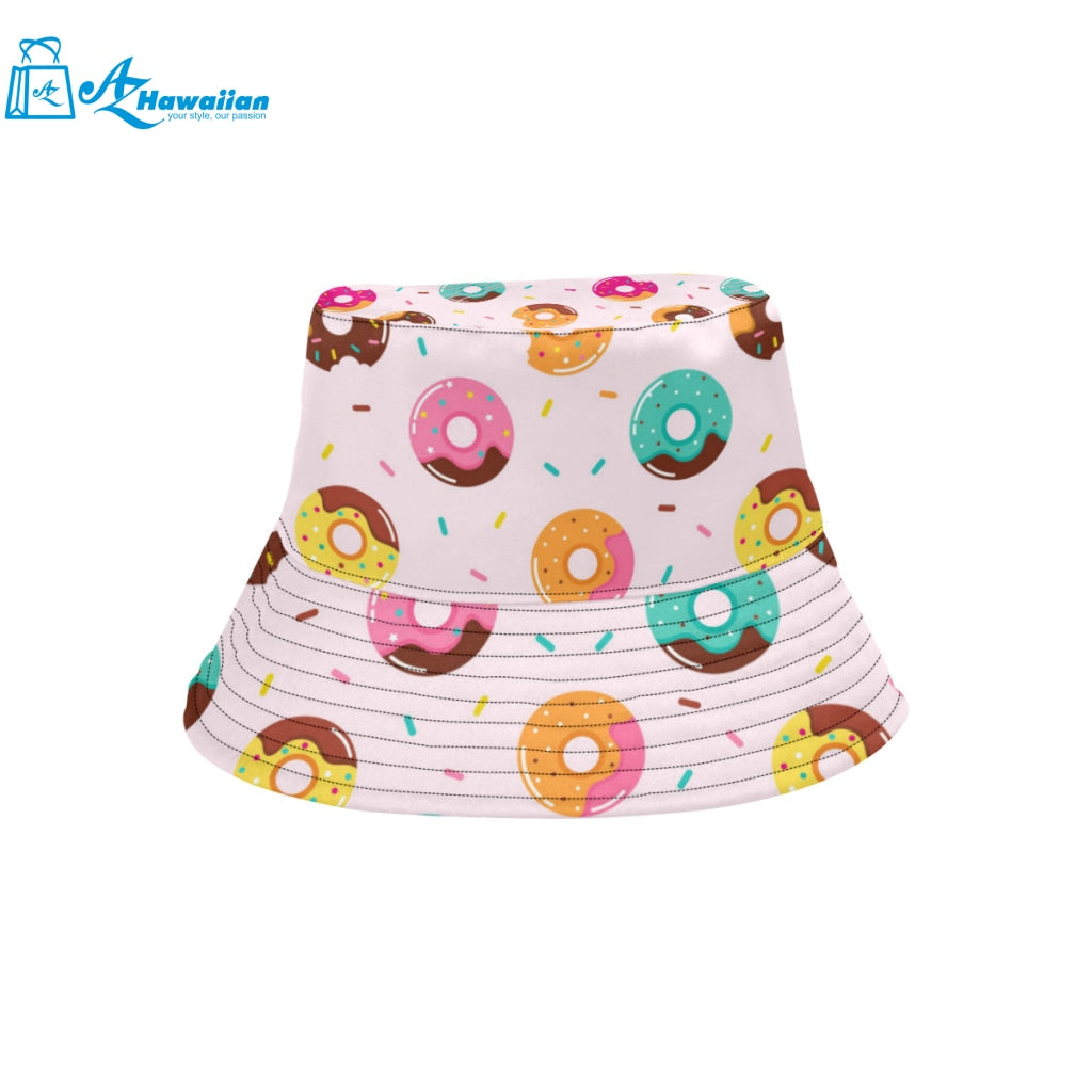 Donut pattern glaze pink background Unisex Bucket Hat