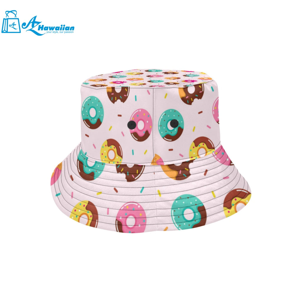 Donut pattern glaze pink background Unisex Bucket Hat