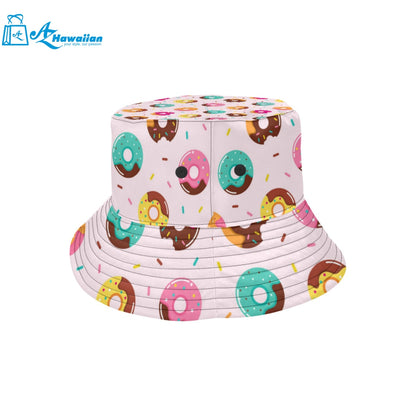 Donut pattern glaze pink background Unisex Bucket Hat