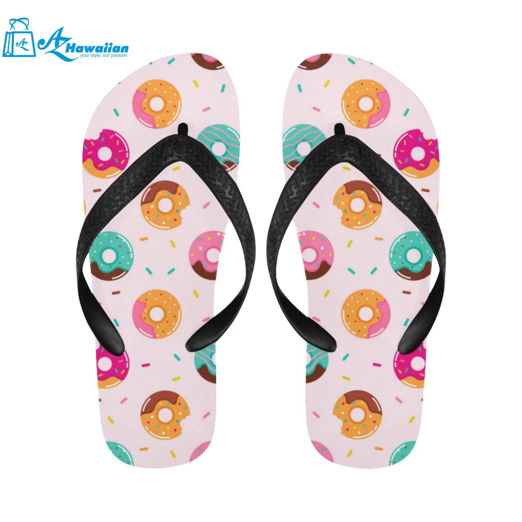 Donut pattern glaze pink background Unisex Flip Flops