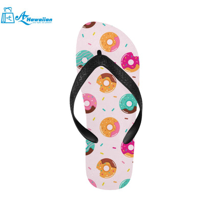 Donut pattern glaze pink background Unisex Flip Flops