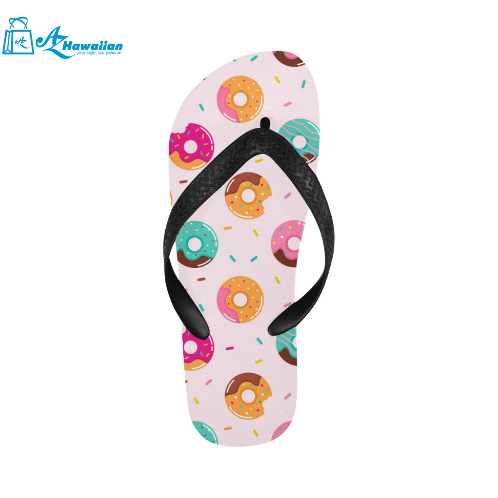 Donut pattern glaze pink background Unisex Flip Flops